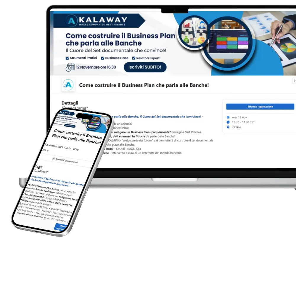 Come costruire un Business Plan che piace alle Banche? Iscriviti al webinar di formazione finanziaria.